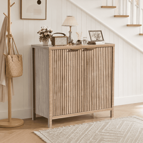 SEPTBOT 31" Fluted Storage Cabinet, Grey Sideboard Console Table for Living Room,Entryway