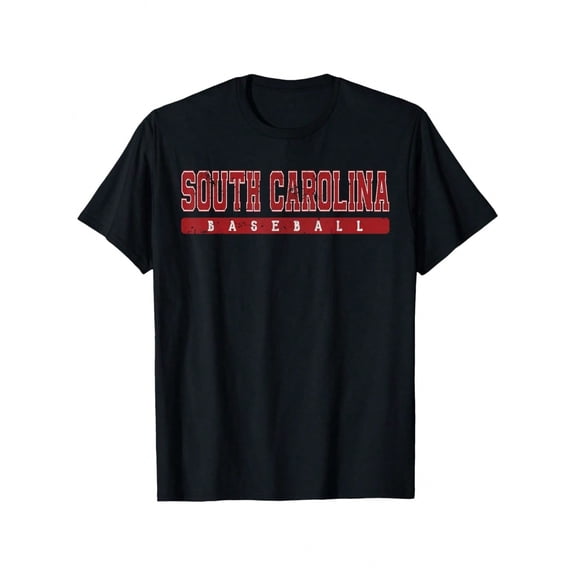 South Carolina Baseball Red Vintage Text T Shirt