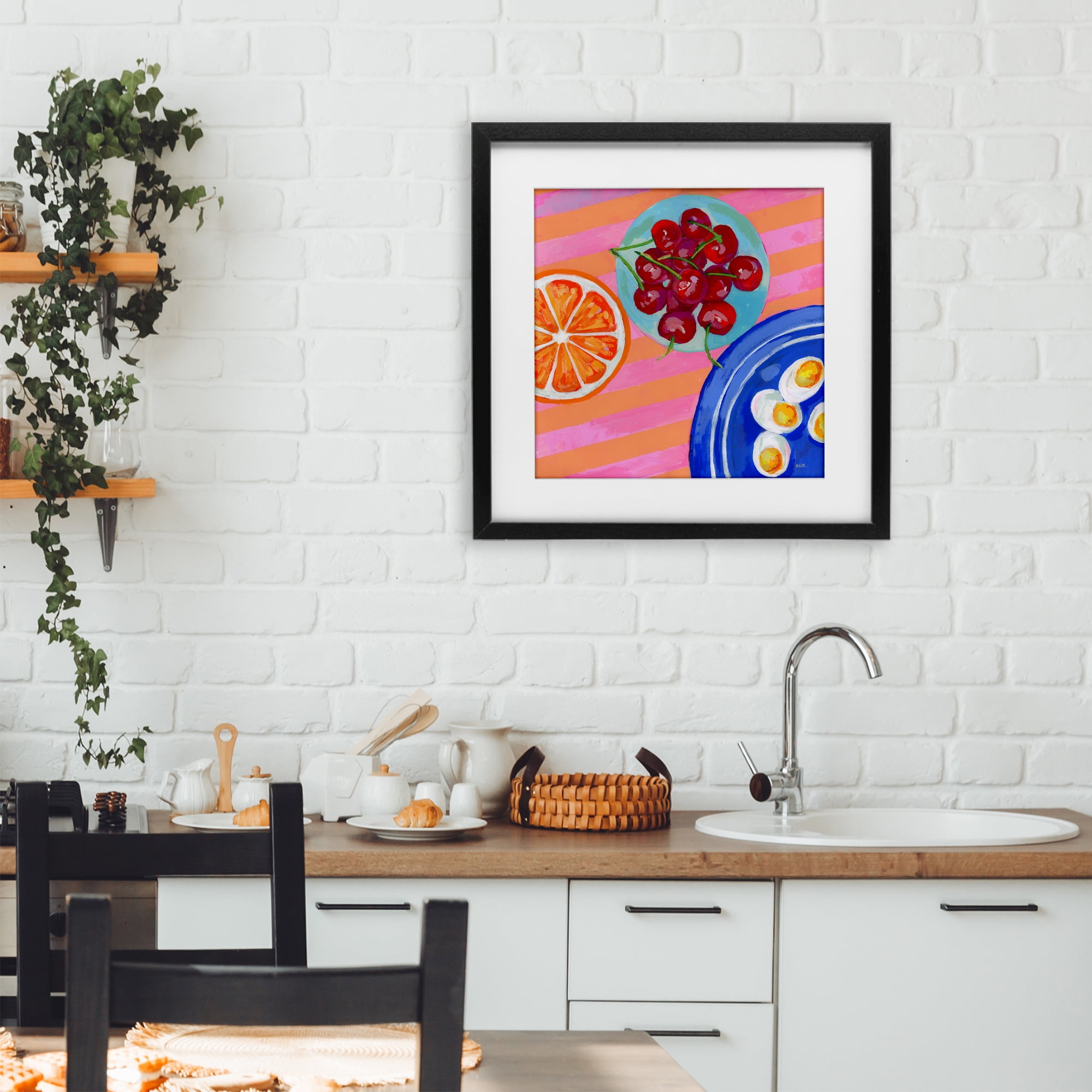 Stupell Industries Summer Snacks Picnic Blanket Black Framed Print Under Glass, design by Rachael Reese