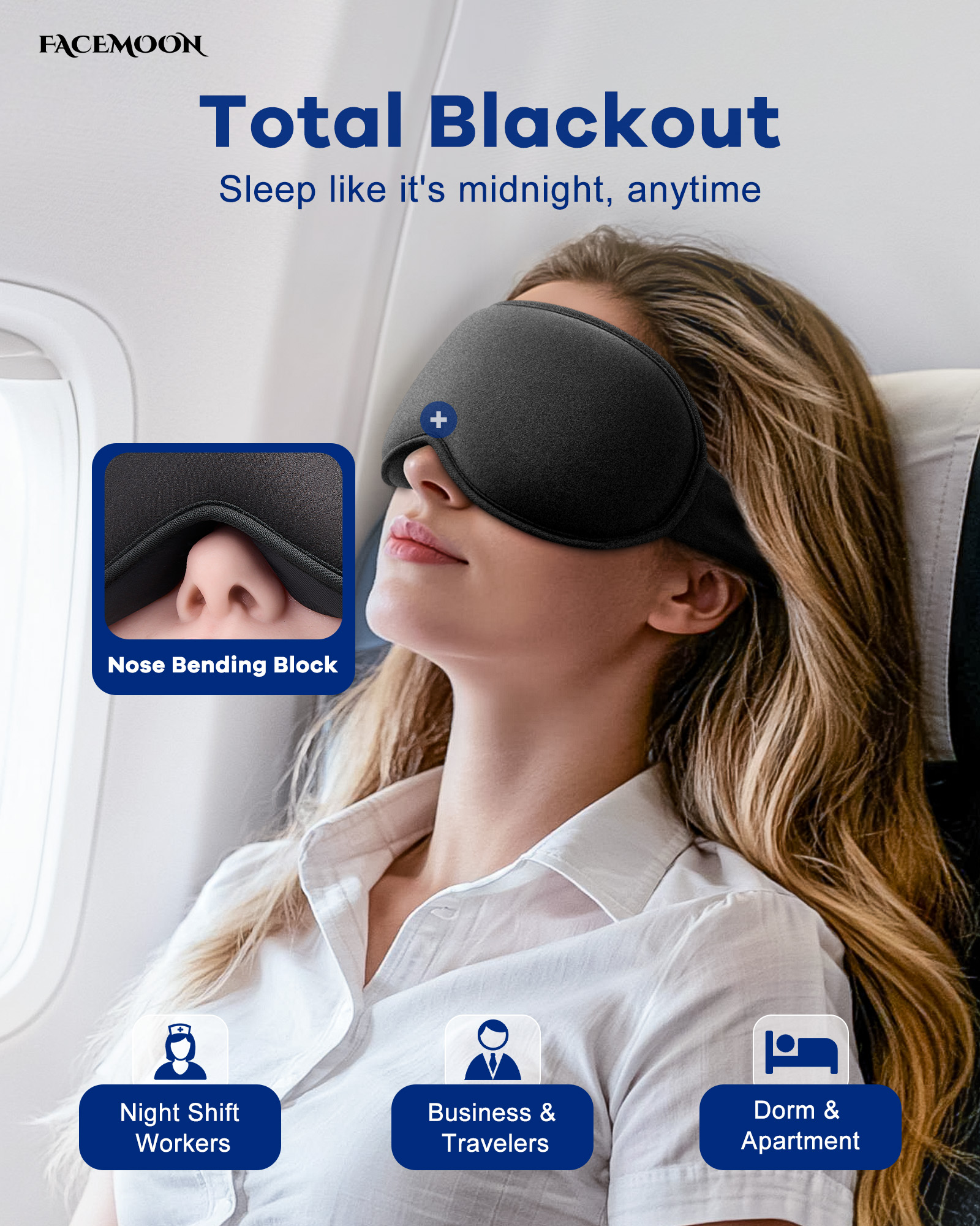FACEMOON 3D Gel Cooling Sleep Mask Blackout photo 3