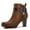 Brown PU, variant on Pennysue Women's Gray Wide Width Ankle Boots With Buckle And Zipper Chunky Heel Ankle Strap Zip Boots For Ladies Size 7
