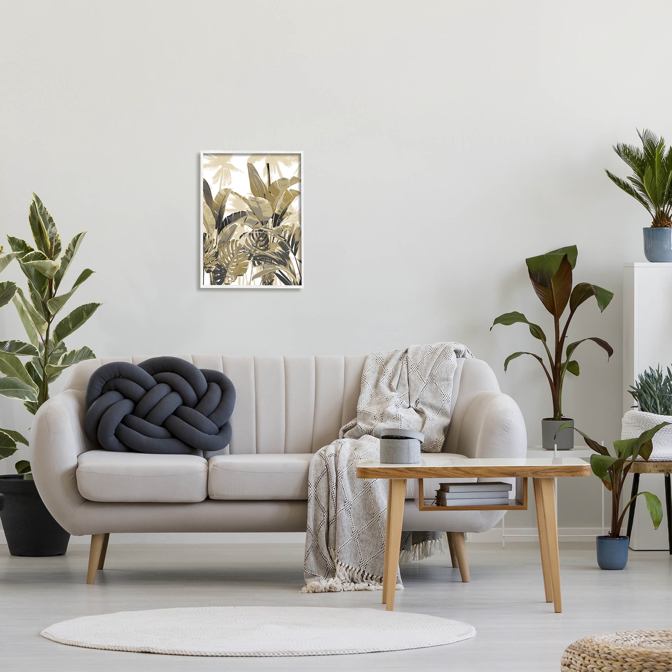 Tropical Layered Summer Palms Botanical & Floral Graphic Art White Framed Art Print Wall Art