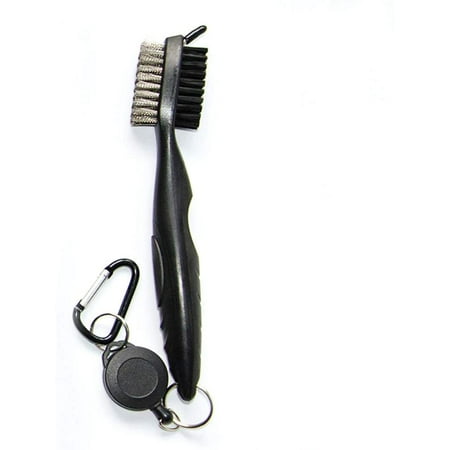 1 Piece Golf Club Brush Tool Kit Golf Club Brush Groove Clean with 2 Ft Retractable Zip-line and Carabiner for Golf Shoes Golf Club Golf Groove  Black