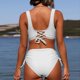 thumbnail image 5 of Trajes de baño Bouanq de cintura alta para mujer, monokini de dos piezas, traje de baño con cuello en V y espalda descubierta, conjunto de bikini fruncido con cobertura total., 5 of 6