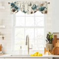 thumbnail image 4 of Tie Up Valances for Windows, Teal Tulip Butterfly Adjustable Valance Curtains Window Treatment for Living Room, Turquoise Floral Farmhouse Beige Rod Pocket Kitchen Curtains & Drapes 42x12 Inch, 4 of 9