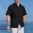 thumbnail image 1 of pstuiky Camisas casuales de manga corta para hombre, Blusa informal de manga corta con cuello vuelto y color liso para hombre camisas casuales para hombre l, 1 of 9