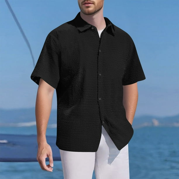 pstuiky camiseta de hombre, Blusa informal de manga corta con cuello vuelto y color liso para hombre camisetas de hombre xxxl