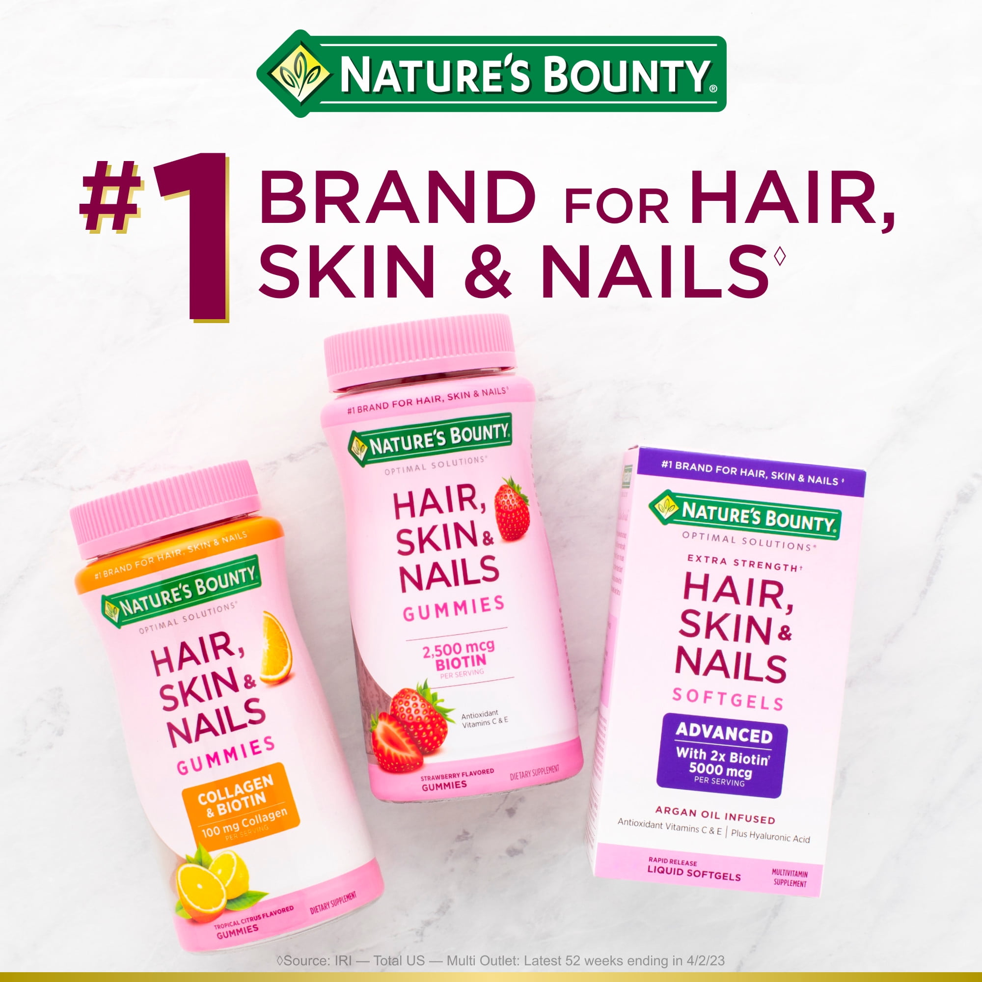 Nature's Bounty Hair, Skin & Nail Care with Biotin, Soft Gummies, 90 Ct -  Walmart.com