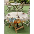 thumbnail image 3 of Outdoor Tablecloth with Umbrella Hole and Zipper, Orange White Pumpkin Fall Round Table Cloth 54 Inch Waterproof Tablecloth, Thanksgiving Floral Leaves Rustic Picnic Table Cover for Patio Camping, 3 of 7