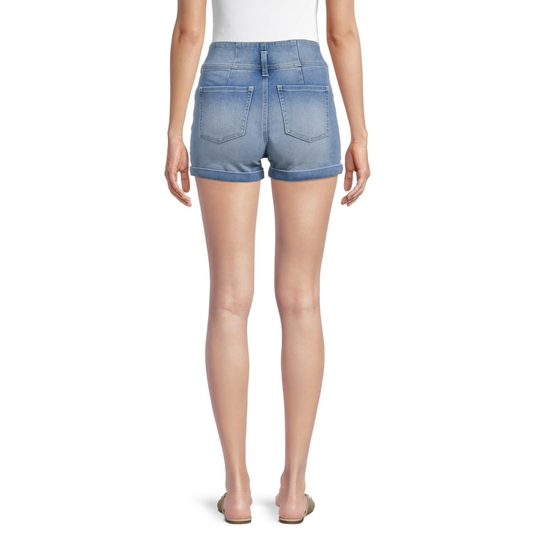 No Boundaries Junior s Double Button Roll Cuff Shorts Walmart