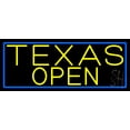 thumbnail image 1 of Yellow Texas Open With Blue Border LED Neon Sign 10 x 24 - inches, Clear Edge Cut Acrylic Backing, with Dimmer - Bright and Premium built indoor LED Neon Sign for Bar decor., 1 of 7