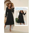 thumbnail image 5 of STARVNC Women Square Neck High Waist Long Sleeve Ruched Midi Dress, 5 of 5