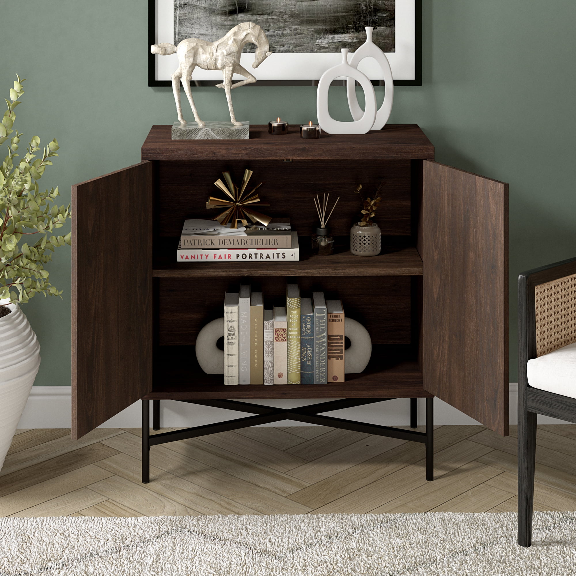Evelyn&Zoe AC1937 Brighton Accent Cabinet with Adjustable Shelves Alder Brown, 48.1 lb