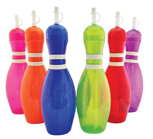 6 Pack Large Bowling Pin Water Bottles Pink 
