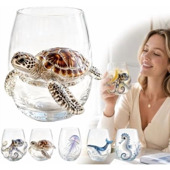 Artisanal Blue Ringed Octopus Glassware - 3D Ocean Octopus Drinking Glass (Style A)
