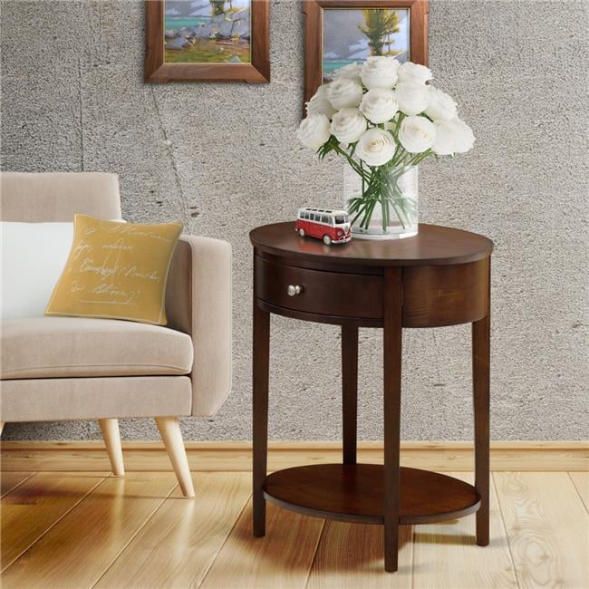 East West Furniture HI0MET Hillsboro Wood End Table with 1 Mid Century Modern Drawer Antique