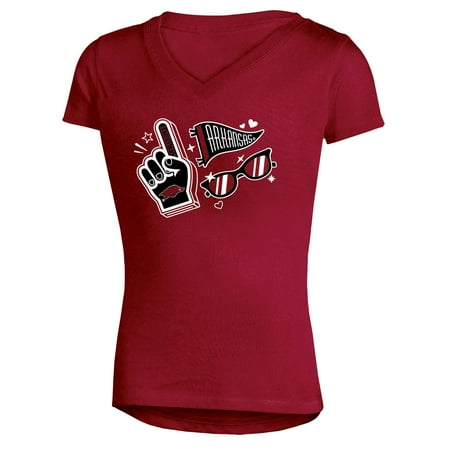 Arkansas Girl - Girls Youth Russell Cardinal Arkansas Razorbacks Tunic V-Neck T-Shirt