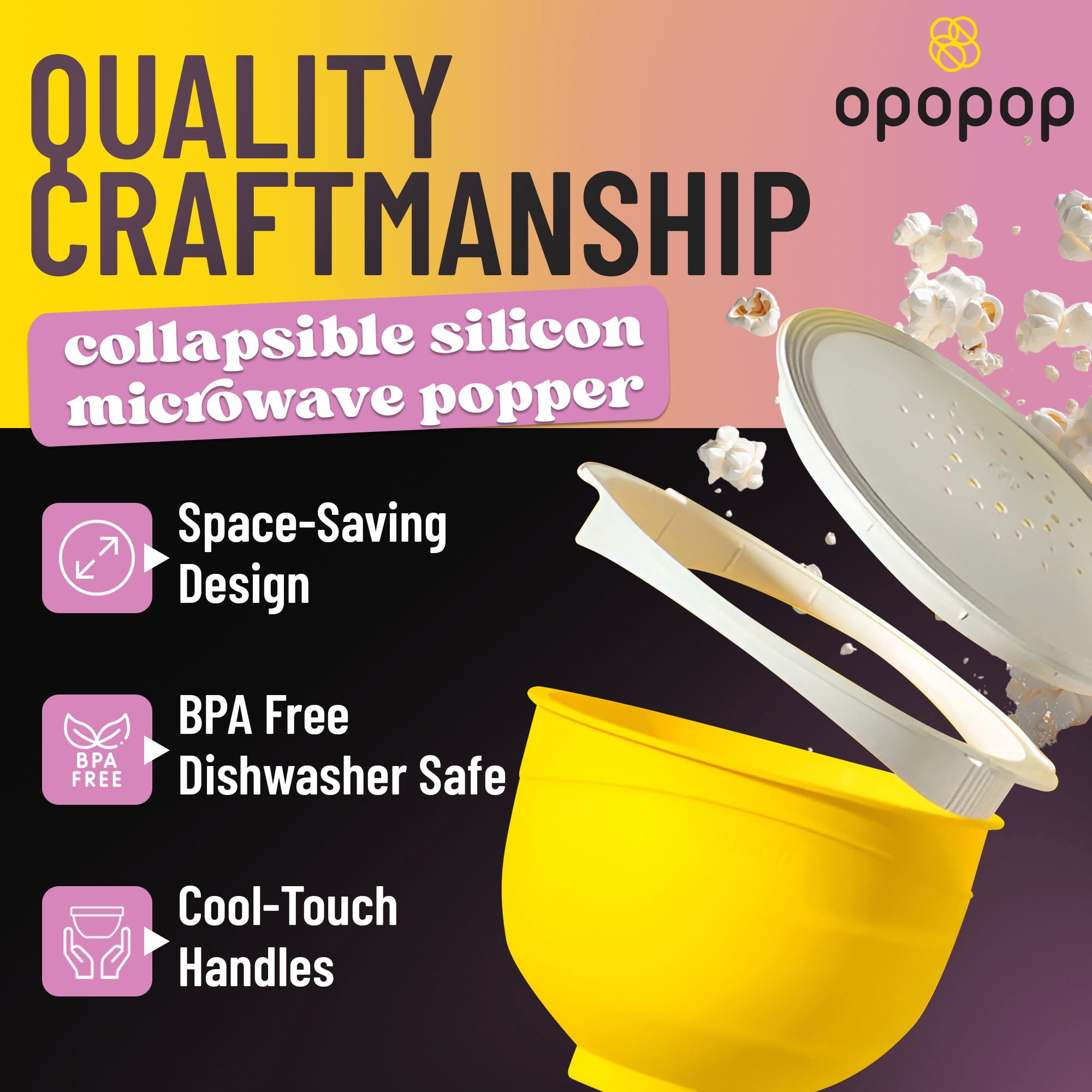 Opopop Microwave Popcorn Variety Pack, 12 Count with Collapsible Silicone Popper – Gourmet Popcorn Kit, BPA-Free, Gluten Free Snack