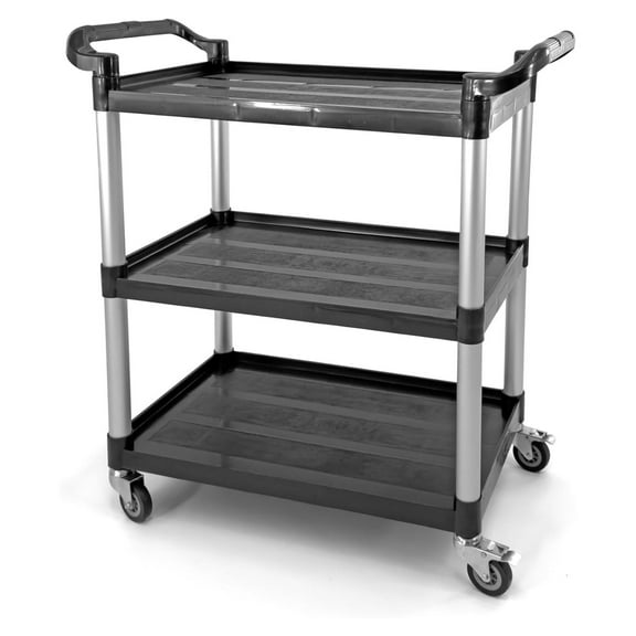 3-Shelf Rolling Service Utility Cart | Capacity 390 lbs. | 37" x 34" x 16" | Black