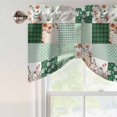 thumbnail image 5 of Tie Up Valances for Windows, Boho Spring Floral Adjustable Valance Curtains Window Treatment for Living Room, Retro Flowers Plants Patchwork Grid Green Rod Pocket Kitchen Curtains 42x18 Inch, 5 of 9