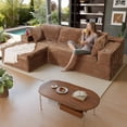 thumbnail image 2 of Homall 109" L-Shape Memory Foam Modular Sectional Sofa 3 Seat Oversized Upholstered Deep Seat Sofa Couch for Living Room,Bedroom and Apartment,Brown, 2 of 7