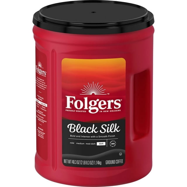 Folgers Dark Roast Ground Coffee, Black Silk, 40.3 oz. – with White Bowl by OMA