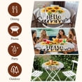 thumbnail image 6 of Sunflower Round Tablecloth 55-60 Inch Round Fitted Table Cloth with Elastic Edge, Hello Summer Yellow Floral Grey Wood Grain Waterproof Table Cover Protector for Outdoor Picnic Party Dining, 6 of 6