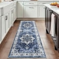thumbnail image 2 of Hasoo 2' x 6' Runner Rug Machine Washable Kitchen Runner Mat Vintage Area Rug Persian Distressed Runner Rug for Bedroom Living Room Entryway, Blue, 2 of 7