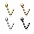 thumbnail image 3 of Nose Ring Stud Round Top I.P Surgical Steel L Bend Shape 20G 18G 6MM - 4 Colors, 3 of 7