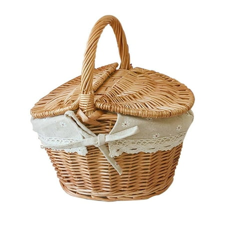 

Julam Wicker Picnic Basket Handmade Woven Rattan Picnic Basket Wicker Picnic Basket with Removable Cloth Lining Picnic Hamper for Outdoor Camping Party with Handle and Double Lids attractive