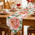 thumbnail image 2 of Pink Peony Blossom Table Runner Linen Burlap Table Runner 72 Inches Long Spring Botanical Floral Watercolor Dresser Scarves for Kitchen Island Coffee Dining Party Wedding Holiday Decor 14"x72", 2 of 8