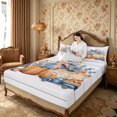 thumbnail image 3 of Erosebridal Pumpkin Truck Queen Sheets 4 Pieces,Fall Farm Queen Sheet Sets,White Blue Orange,1 Flat Sheet, 1 Fitted Sheet and 2 Pillowcases, 3 of 6