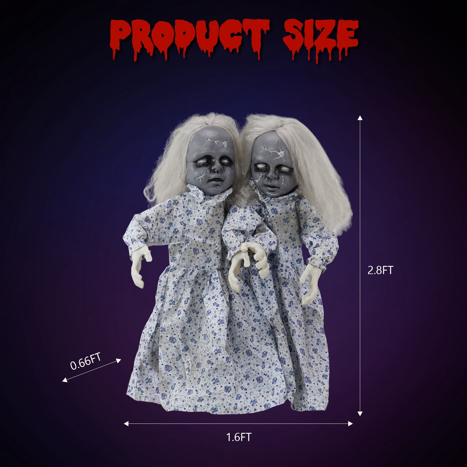 Astoutdoor 2.8 ft Halloween Standing Decoration with Lights and Sound