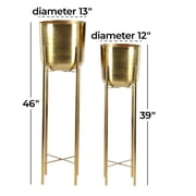 CosmoLiving by Cosmopolitan 39, 46H Tall Dome Gold Metal Planter with Removable Stand (2 Count)