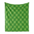 thumbnail image 1 of Irish Soft Flannel Fleece Throw Blanket, Retro Pattern in Vivid Green Cultural Checkered Traditional Tile, Cozy Plush for Indoor and Outdoor Use, 50" x 60", Green Lime Green, by Ambesonne, 1 of 6