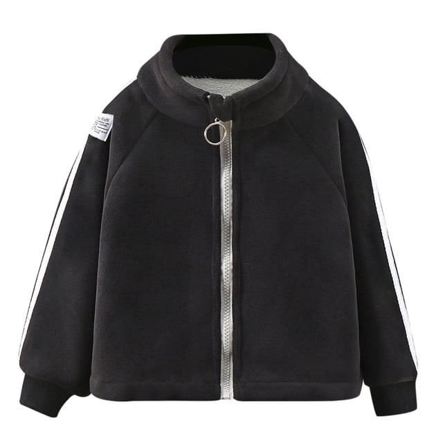 Jackets for Girls Full Zip Polar Soft Warm Fabric Zippered Black Going Out Fall Tops for Girls ,4-5 Years