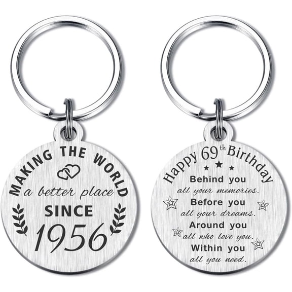 69th Birthday Gifts for Women Men, 69 Year Old Birthday Keychain, Born in 1956 Gifts, 1956 Birthday Decorations