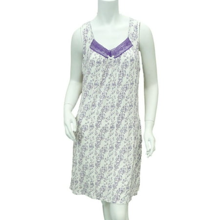 Jaclyn Intimates Womens White & Purple Dot Sleep Shirt Jersey Knit Nightgown
