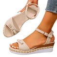 thumbnail image 5 of Eltusu Women Espadrilles Wedge Sandals, Adjustable Beach No Slip Open Toe Platform Shoes 43 Size 9.5, 5 of 7