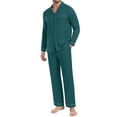 thumbnail image 2 of GIRUNS Men's Pajamas Set Soft Sleepwear Button Down Long Sleeve and Long Pants with Pocket Loungewear Sets Dark Green 3XL, 2 of 7