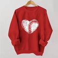 thumbnail image 2 of Afelkas Women's Baseball Sweatshirt Distressed Heart Graphic Pullover Crewneck Sports Mom Top Casual Game Day Fan Gear Red,L, 2 of 5