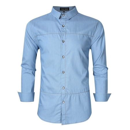 Mens Casual Long Sleeve Slim Fit Button-Down Oxford Shirts | Walmart Canada