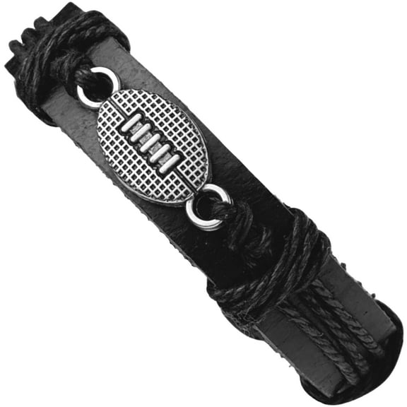 Sports Leather Wrap Bracelets for Men Teen Soccer Football Charm Bracelet (Black Football)
