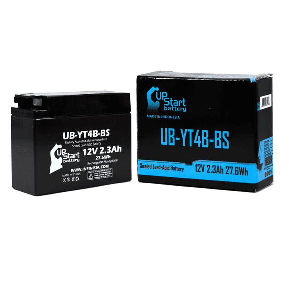 UpStart Battery Replacement 2006 Yamaha TTR90E Electric Start 90CC Factory Activated, Maintenance Free, Motorcycle Battery - 12V, 2.3Ah, UB-YT4B-BS