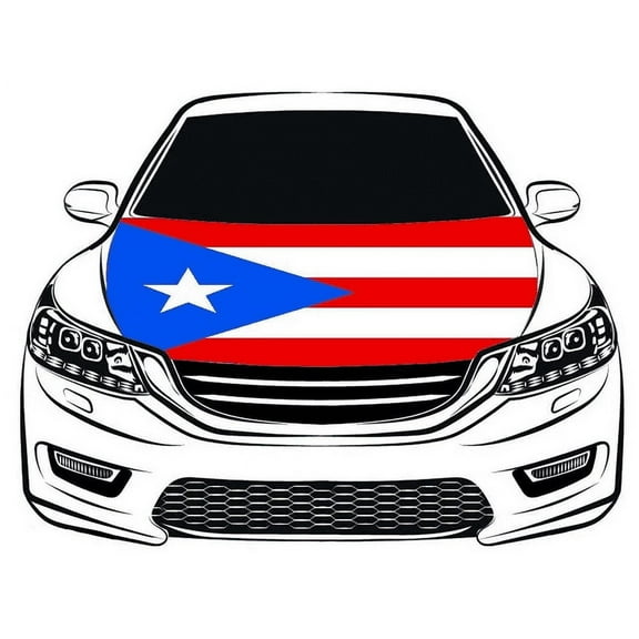 The Commonwealth of Puerto Rico Car Hood Cover Flag,Engine Flag,3.3X5ft,100% Polyester Elastic Fabrics Can be Washed Suitable for SUV and Pickup Trucks
