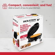 Holstein Housewares Personal/Mini Waffle Maker, Non-Stick Coating, Black- 4-inch Waffles in Minutes, Hash Browns, Keto, Snacks, Sandwich, Eggs, Easy to Clean