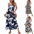 thumbnail image 2 of SCHUHLAND Women's Sexy V-Neck Printed Maxi Dress - Elegant Cami Sundress with Pockets, Sleeveless Boho Summer Beach Party Gown, S-2XL, 2 of 26