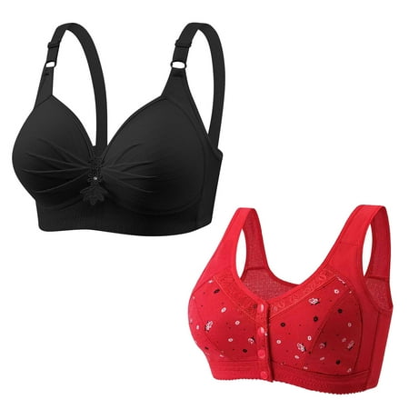 LLYwey Cotton Bras for Women Winter Clearance 2pc Woman s Printed Push up Bras Plus Size Daily Bra Underwear No Underwire Juniors Size nylon Lift Bra Style LW-21 Multicolor XXL