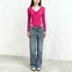 thumbnail image 4 of Camiseta deportiva informal de manga larga con cuello en V de color liso para niños, top de poliéster para niños, 4 of 6
