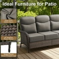 thumbnail image 5 of POCASSY 5 Pieces Patio Furniture Set with 6-inch Thick Cushion, Brown Wicker High Back Outdoor Couch and Swivel Glider Patio Chairs, Sectional Patio Set Ideal for Front Porch Backyard , Gray Cushion, 5 of 14